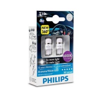 Автолампа светодиодная PHILIPS T10 W5W X-TREMEVISION 360 LED 6000K 12V 1W (2шт.)